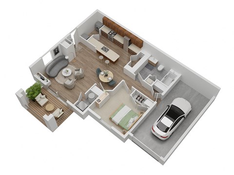 Floor plan for 1 bed, 1 bath, 860 sqft